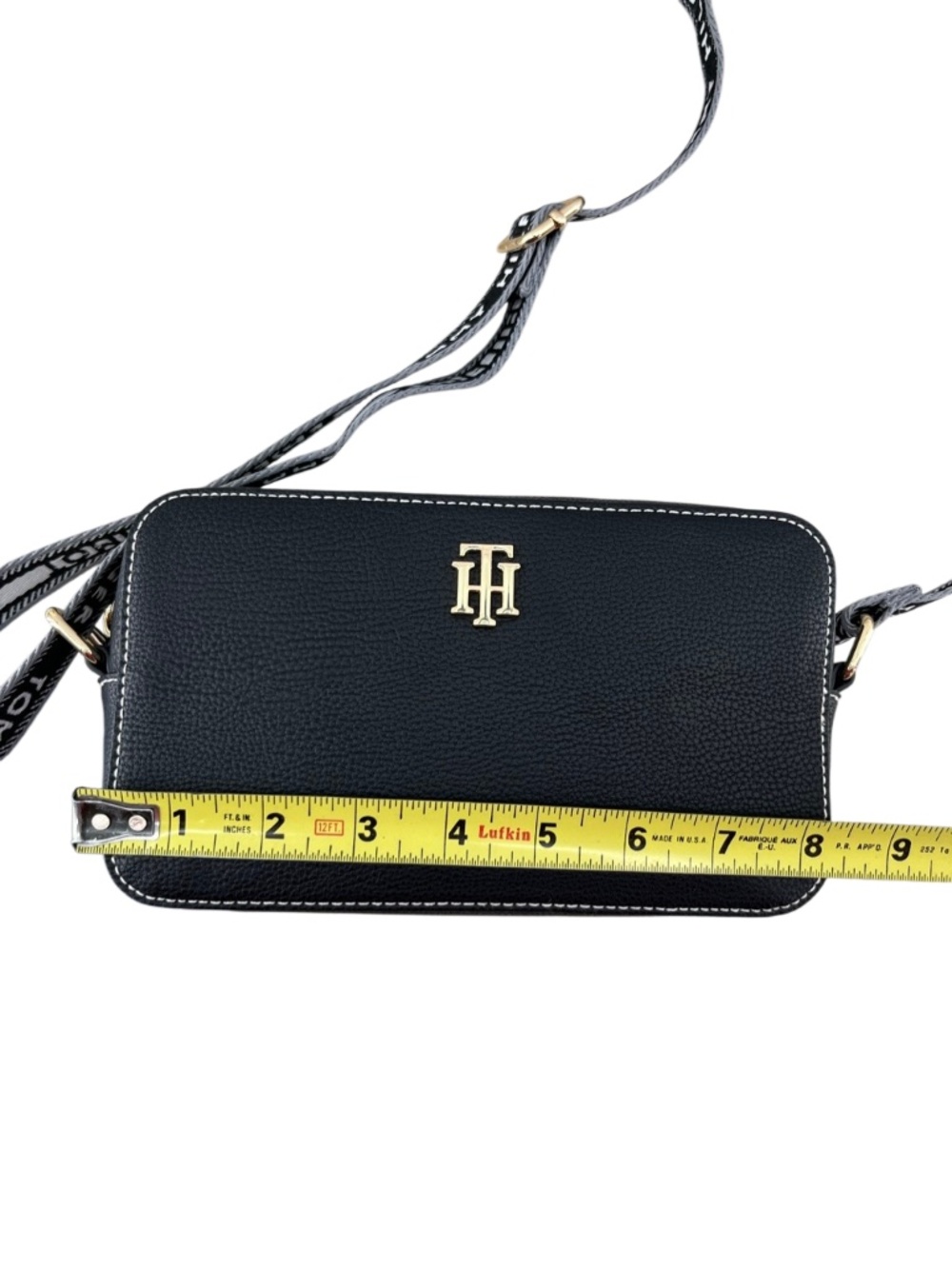 Tommy Hilfiger Black Pebbled Crossbody Camera Bag Purse - Picture 7 of 8